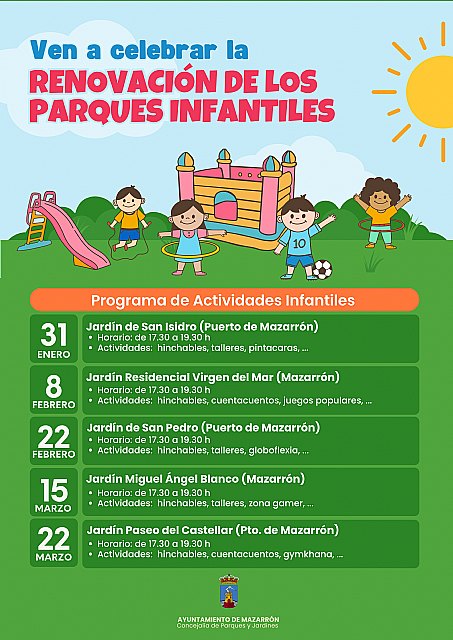 Presentan las actividades para celebrar la renovación de los parques infantiles